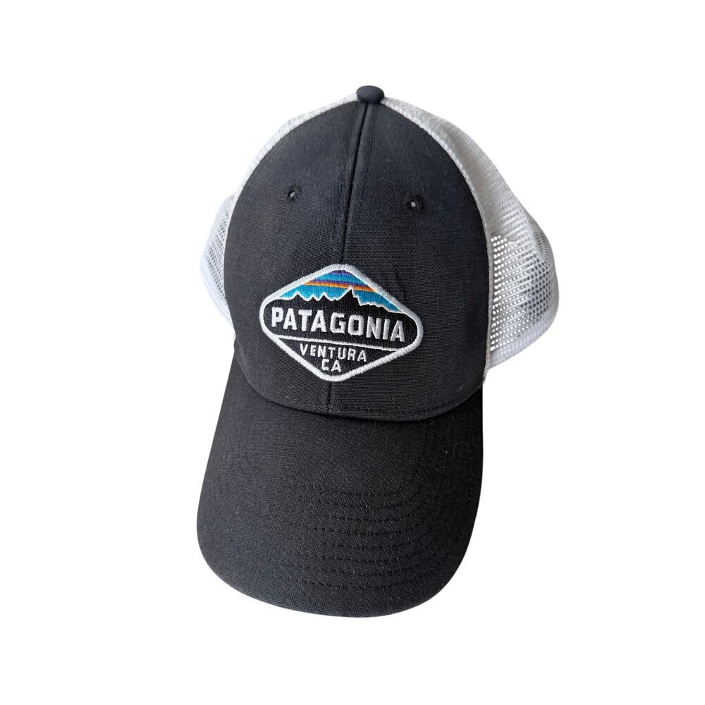 Patagonia Ventura CA Logo Mesh Trucker Hat – Black / White Snapback